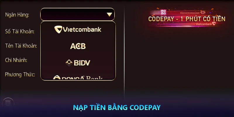 Nạp tiền bằng Codepay