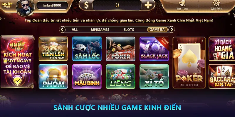 Tham gia cá cược sảnh Game Bài